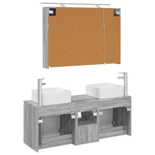 Комплект шкафове за баня 4 pcs Сив Сонома 100 x 14,5 x 70 см