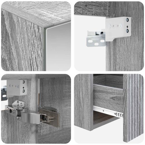 Комплект шкафове за баня 4 pcs Сив Сонома 100 x 14,5 x 70 см