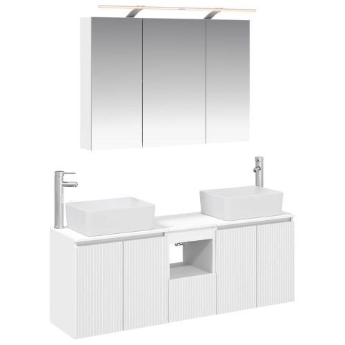 Комплект шкафове за баня 4 pcs Бяло Инженерна дървесина