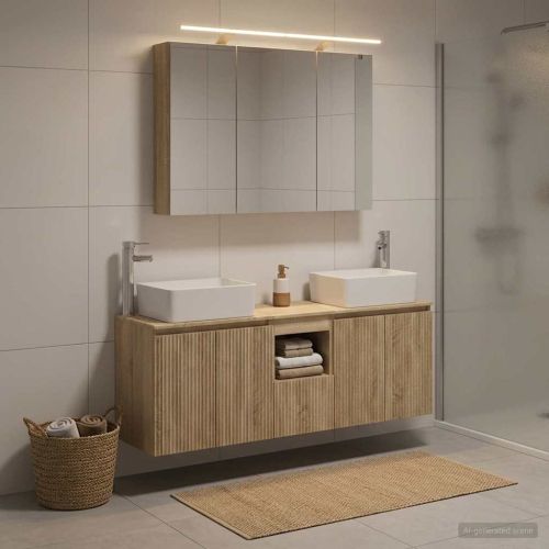 Комплект шкафове за баня 4 pcs Дъб сонома Инженерна дървесина