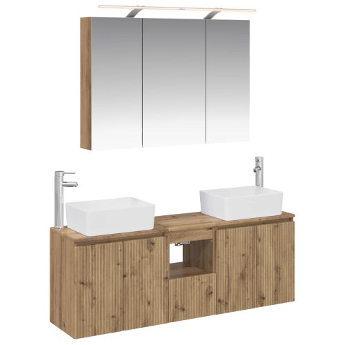 Комплект шкафове за баня 4 pcs Дъб артизан Инженерна дървесина