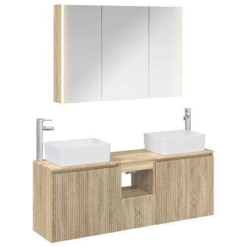 Комплект шкафове за баня 4 pcs Дъб сонома Инженерна дървесина