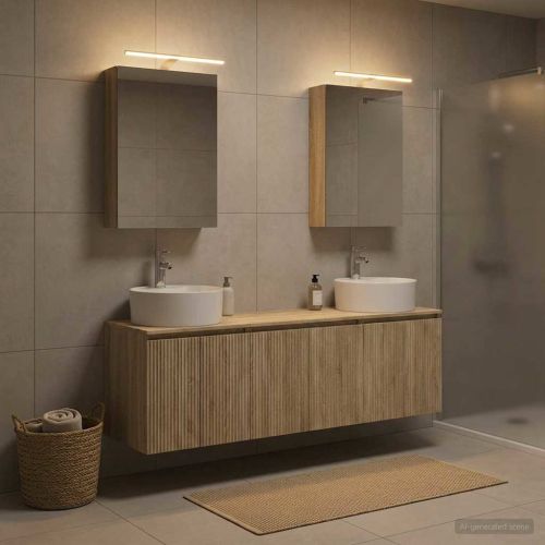 Комплект шкафове за баня 5 pcs Дъб сонома Инженерна дървесина