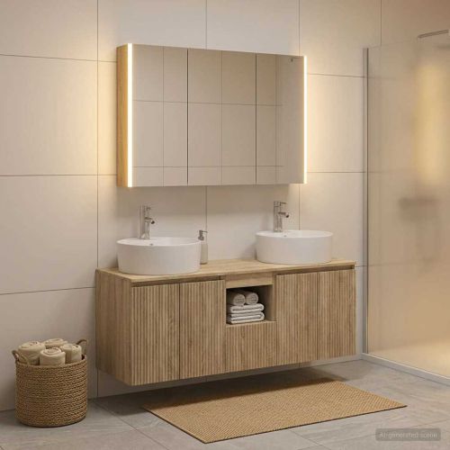 Комплект шкафове за баня 4 pcs Дъб сонома Инженерна дървесина
