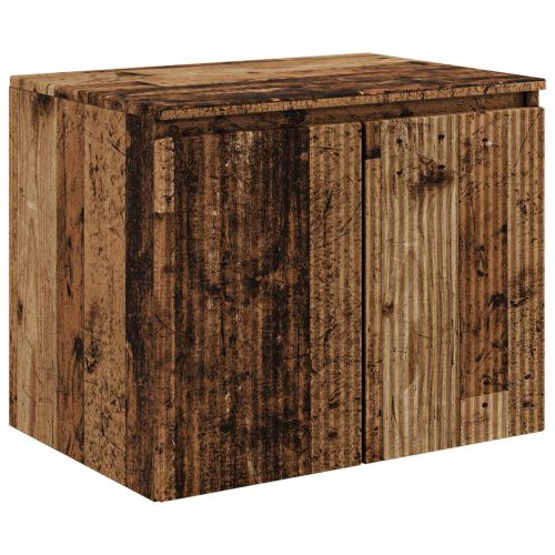 Комплект шкафове за баня 5 pcs Старо дърво Инженерна дървесина