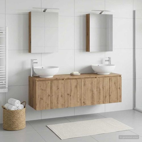 Комплект шкафове за баня 5 pcs Дъб артизан Инженерна дървесина