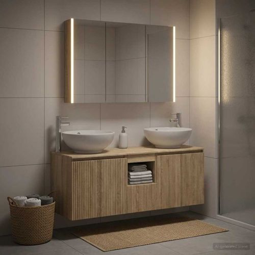 Комплект шкафове за баня 4 pcs Дъб сонома Инженерна дървесина