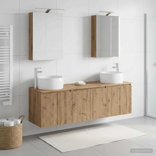 Комплект шкафове за баня 5 pcs Дъб артизан Инженерна дървесина