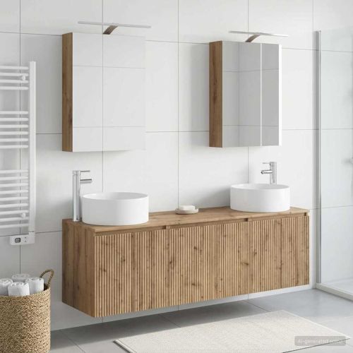 Комплект шкафове за баня 5 pcs Дъб артизан Инженерна дървесина