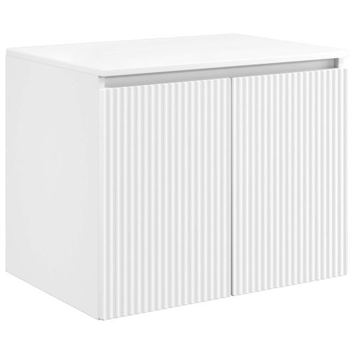 Комплект шкафове за баня 5 pcs Бяло Инженерна дървесина