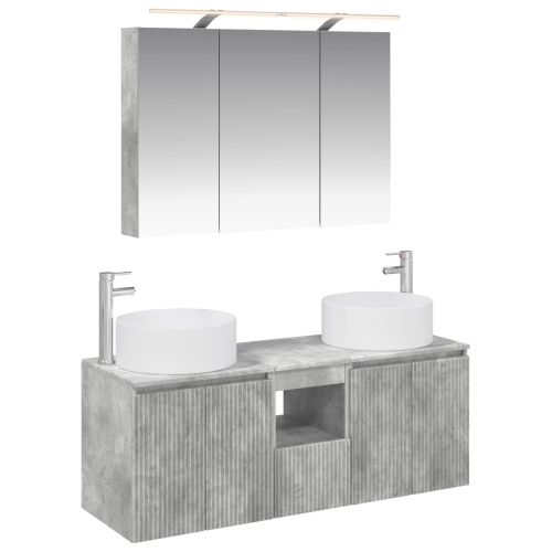 Комплект шкафове за баня 4 pcs Бетонно сиво 100 x 14,5 x 70 см