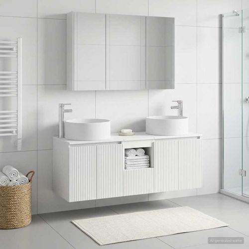 Комплект шкафове за баня 4 pcs Бяло 103,5 x 15,5 x 70 см