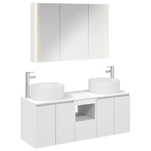 Комплект шкафове за баня 4 pcs Бяло 103,5 x 15,5 x 70 см