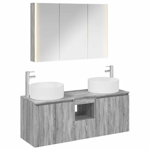 Комплект шкафове за баня 4 pcs Сив Сонома 103,5 x 15,5 x 70 см