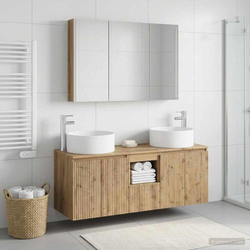 Комплект шкафове за баня 4 pcs Дъб артизан 103,5 x 15,5 x 70 см