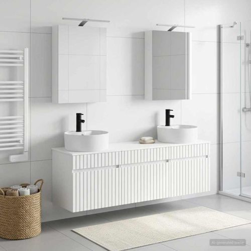 Комплект шкафове за баня 5 pcs Бяло 50 x 14,5 x 70 см