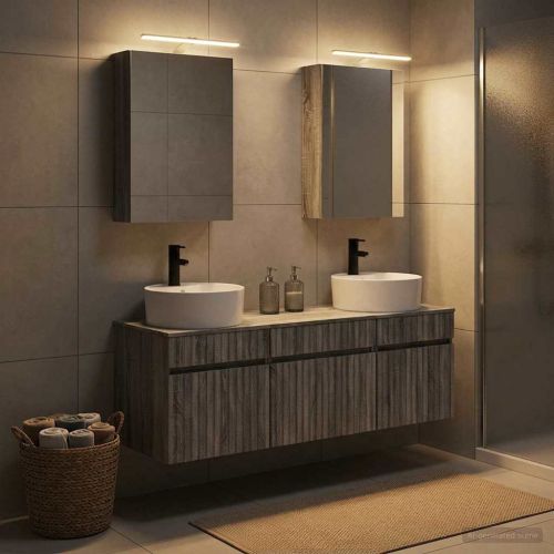 Комплект шкафове за баня 5 pcs Сив Сонома 50 x 14,5 x 70 см