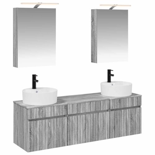 Комплект шкафове за баня 5 pcs Сив Сонома 50 x 14,5 x 70 см