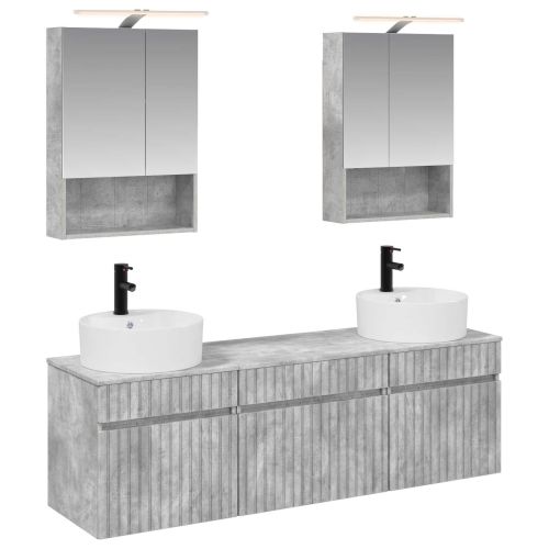 Комплект шкафове за баня 5 pcs Бетонно сиво 50 x 14,5 x 70 см