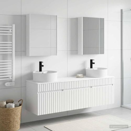 Комплект шкафове за баня 5 pcs Бяло 53 x 15,5 x 70 см