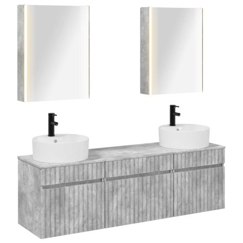 Комплект шкафове за баня 5 pcs Бетонно сиво 53 x 15,5 x 70 см