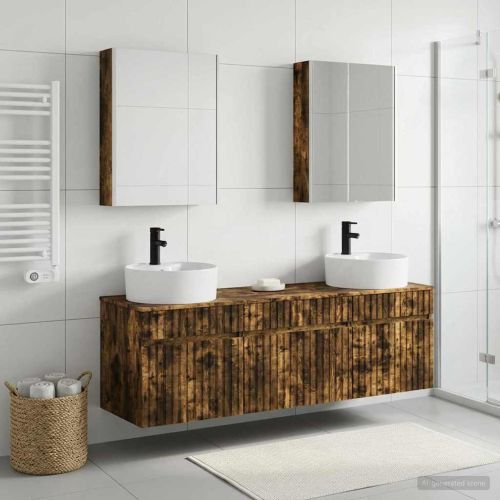 Комплект шкафове за баня 5 pcs Опушен дъб 53 x 15,5 x 70 см