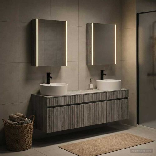 Комплект шкафове за баня 5 pcs Сив Сонома 53 x 15,5 x 70 см