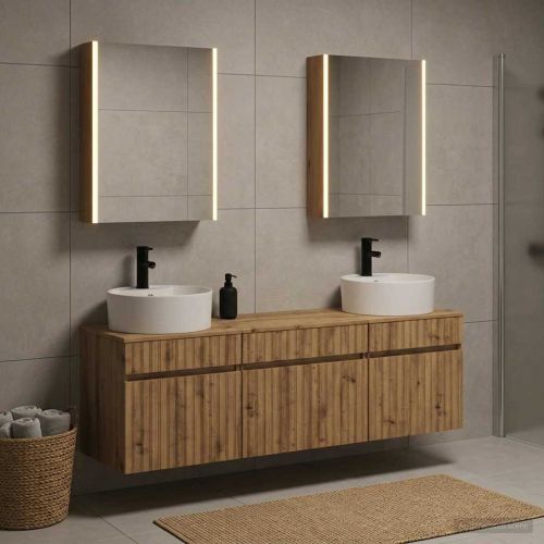 Комплект шкафове за баня 5 pcs Дъб артизан 53 x 15,5 x 70 см