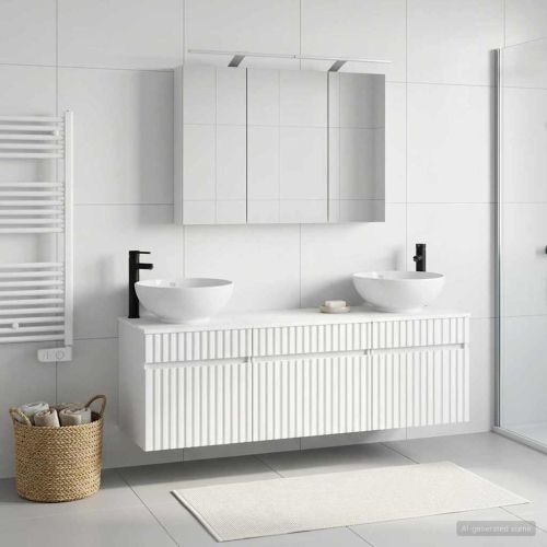 Комплект шкафове за баня 4 pcs Бяло 100 x 14,5 x 70 см