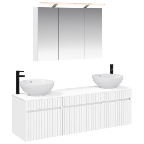 Комплект шкафове за баня 4 pcs Бяло 100 x 14,5 x 70 см