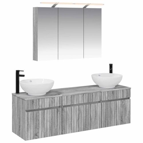 Комплект шкафове за баня 4 pcs Сив Сонома 100 x 14,5 x 70 см