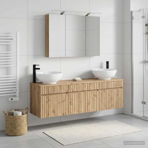 Комплект шкафове за баня 4 pcs Дъб артизан 100 x 14,5 x 70 см