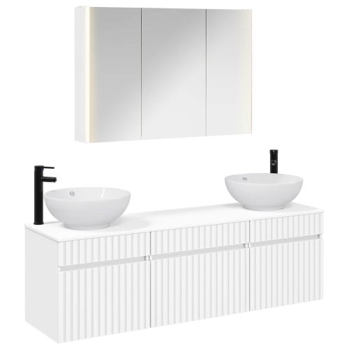 Комплект шкафове за баня 4 pcs Бяло 103,5 x 15,5 x 70 см