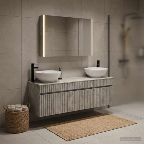 Комплект шкафове за баня 4 pcs Бетонно сиво