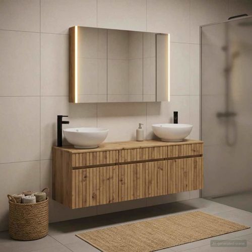 Комплект шкафове за баня 4 pcs Дъб артизан 103,5 x 15,5 x 70 см