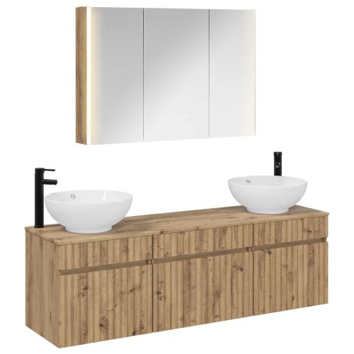 Комплект шкафове за баня 4 pcs Дъб артизан 103,5 x 15,5 x 70 см