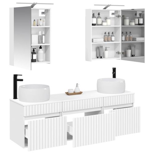 Комплект шкафове за баня 5 pcs Бяло 50 x 14,5 x 70 см