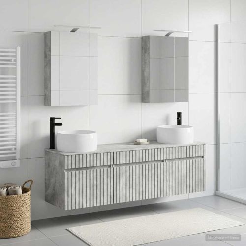Комплект шкафове за баня 5 pcs Бетонно сиво 50 x 14,5 x 70 см
