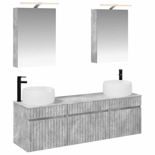 Комплект шкафове за баня 5 pcs Бетонно сиво 50 x 14,5 x 70 см