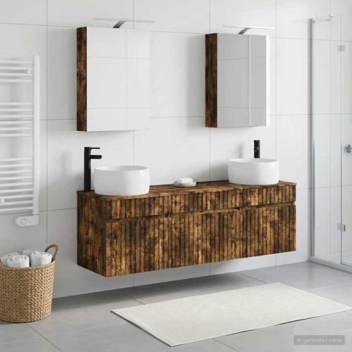 Комплект шкафове за баня 5 pcs Опушен дъб 50 x 14,5 x 70 см