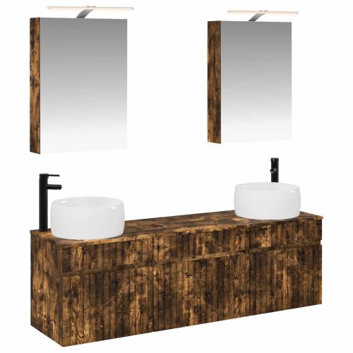 Комплект шкафове за баня 5 pcs Опушен дъб 50 x 14,5 x 70 см