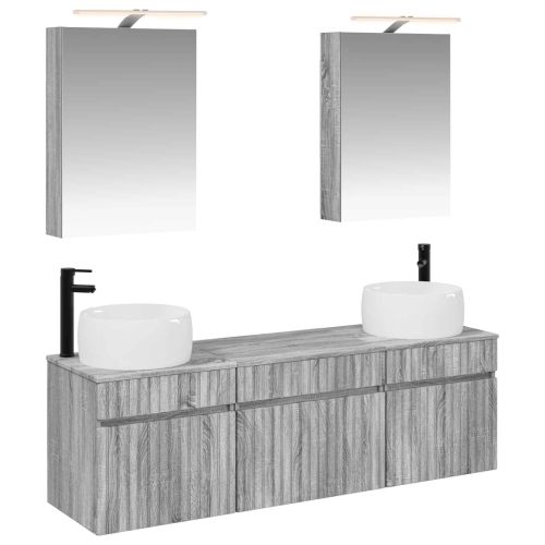 Комплект шкафове за баня 5 pcs Сив Сонома 50 x 14,5 x 70 см