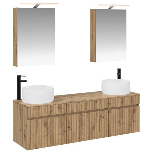 Комплект шкафове за баня 5 pcs Дъб артизан 50 x 14,5 x 70 см
