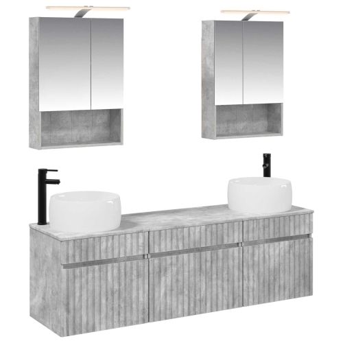 Комплект шкафове за баня 5 pcs Бетонно сиво 50 x 14,5 x 70 см
