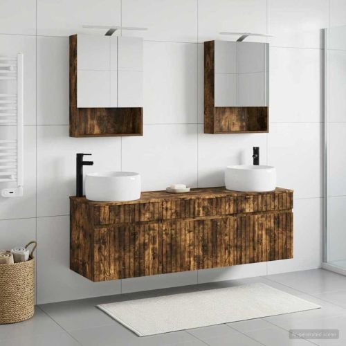 Комплект шкафове за баня 5 pcs Опушен дъб 50 x 14,5 x 70 см