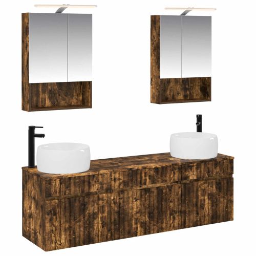 Комплект шкафове за баня 5 pcs Опушен дъб 50 x 14,5 x 70 см