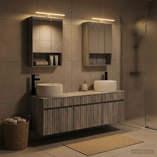 Комплект шкафове за баня 5 pcs Сив Сонома 50 x 14,5 x 70 см