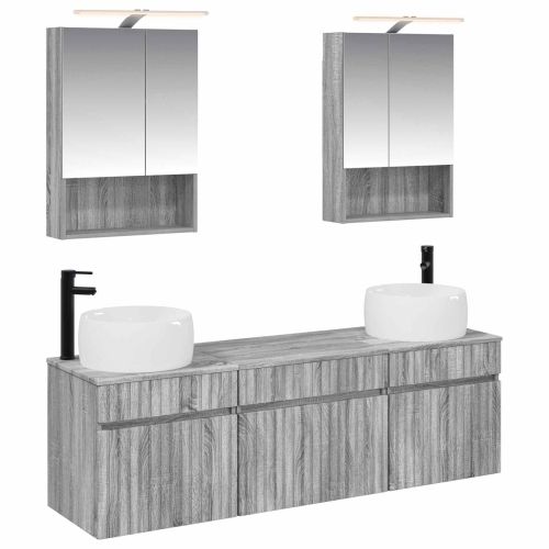 Комплект шкафове за баня 5 pcs Сив Сонома 50 x 14,5 x 70 см