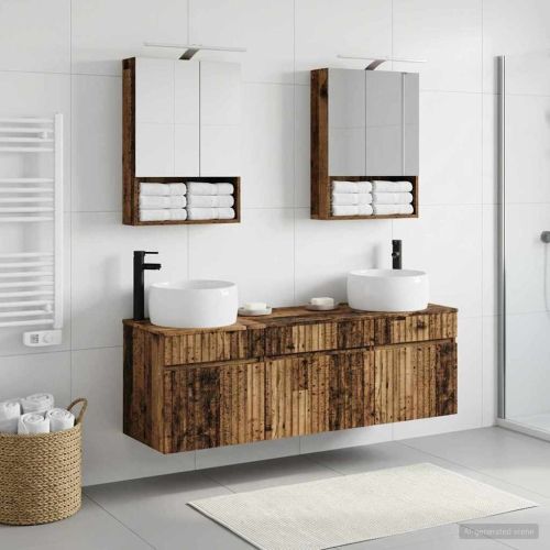 Комплект шкафове за баня 5 pcs Старо дърво 50 x 14,5 x 70 см