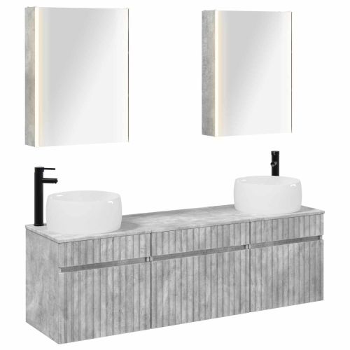Комплект шкафове за баня 5 pcs Бетонно сиво 53 x 15,5 x 70 см